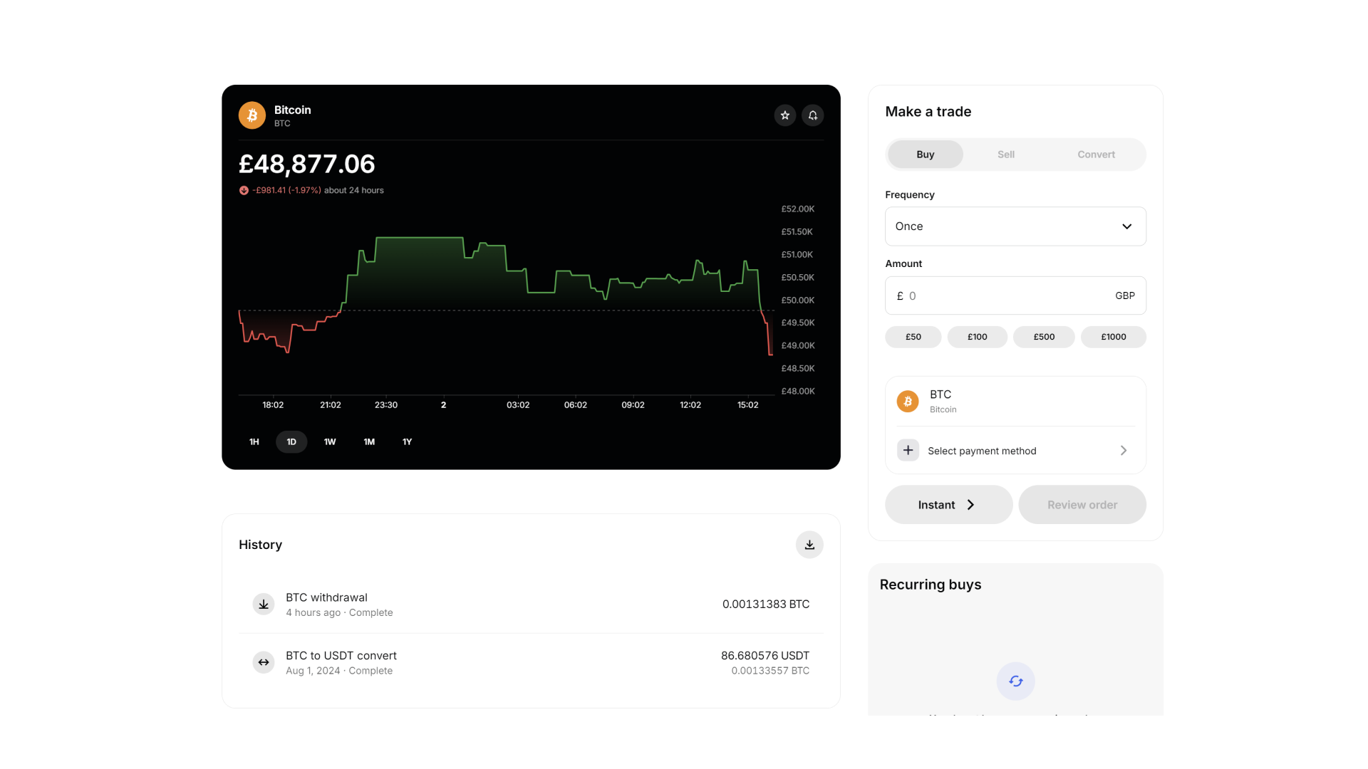 Interfaccia di trading Simple su Gemini