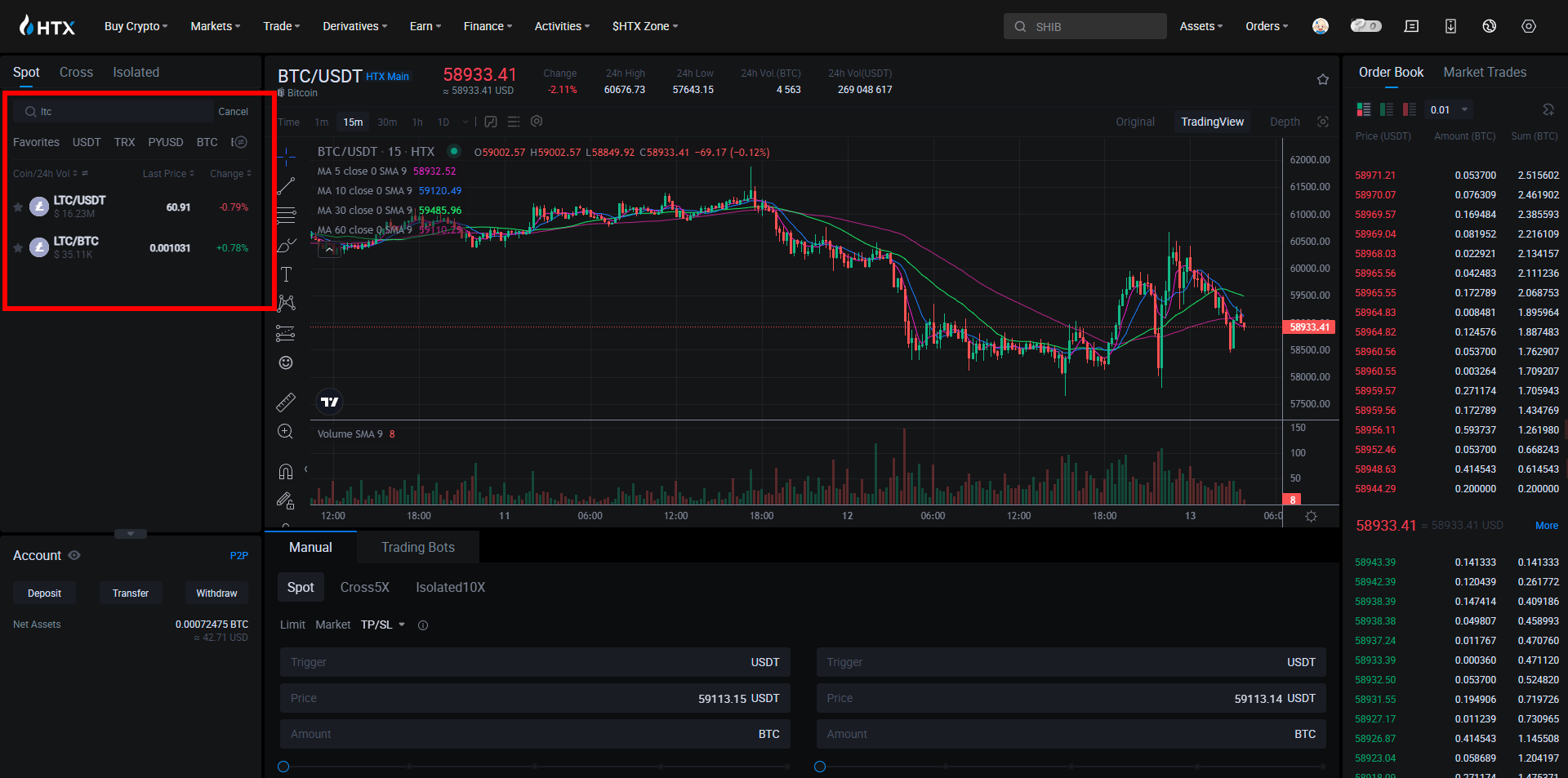 La possibilità di trovare facilmente una criptovaluta specifica è piuttosto pratica, soprattutto considerando che HTX offre più di 700 asset
