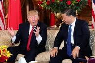 U.S. President Donald Trump interacts with Chinese President Xi Jinping at Mar-a-Lago state in Palm Beach, Florida