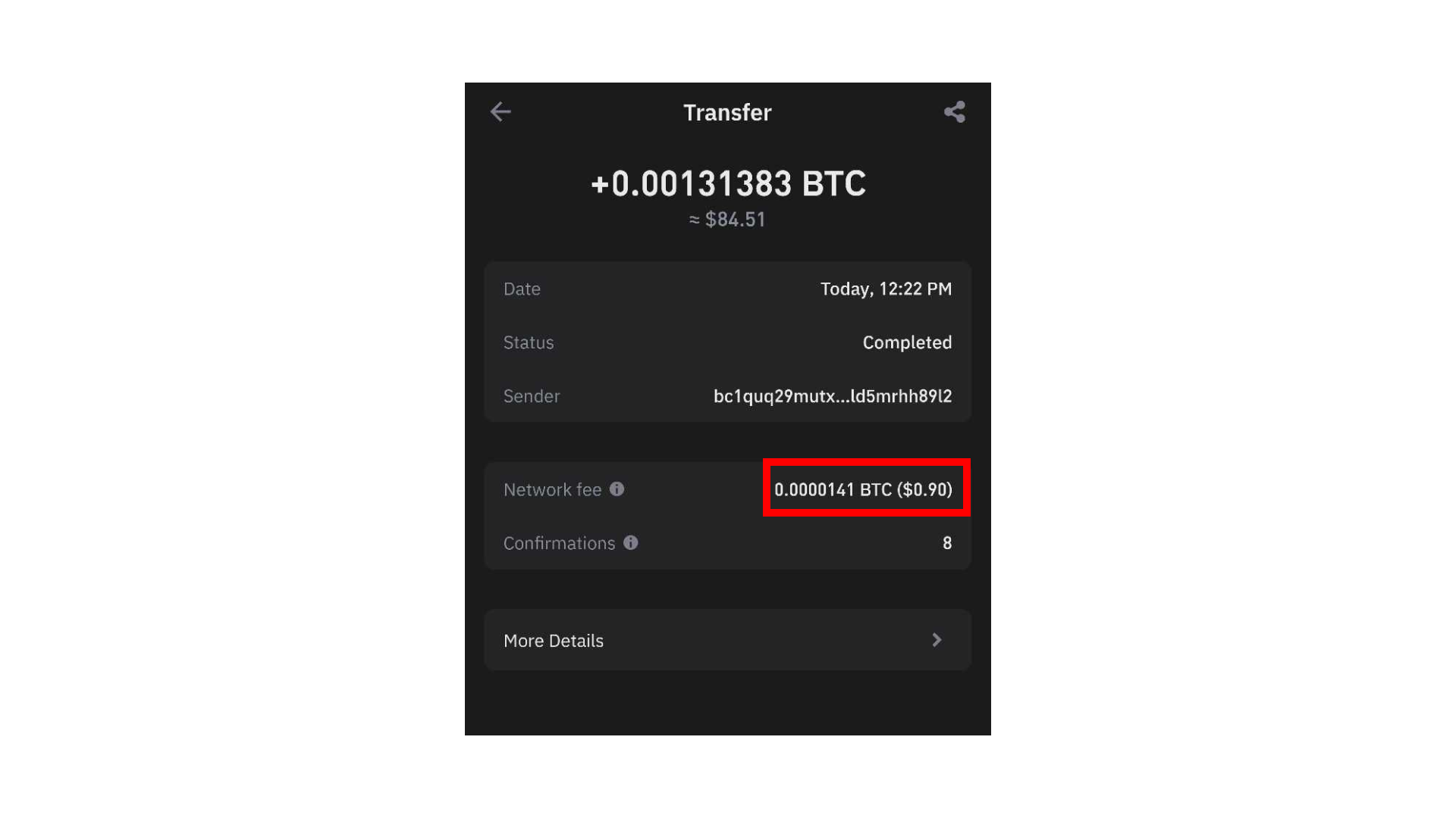 Conferma del trasferimento sul mio wallet Trust