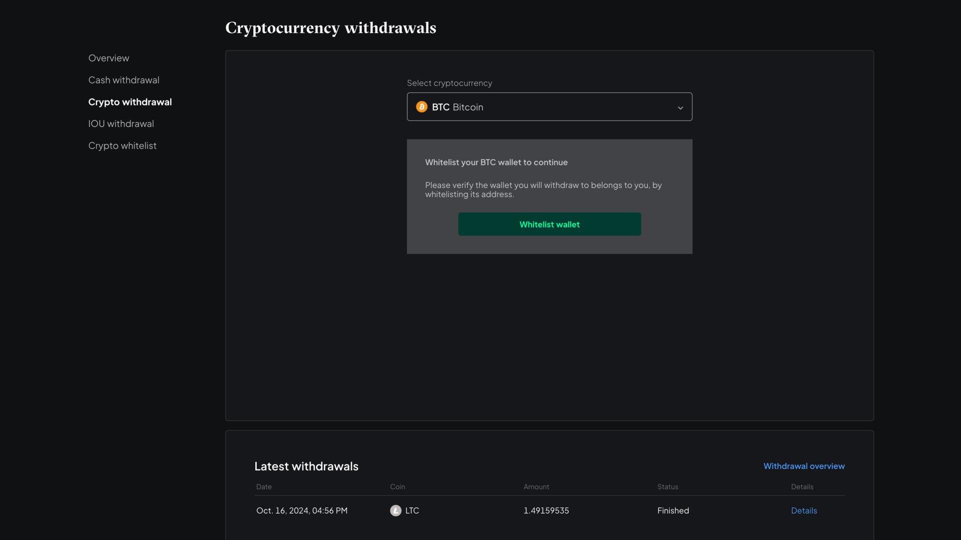 Prelievo crypto su Bitstamp