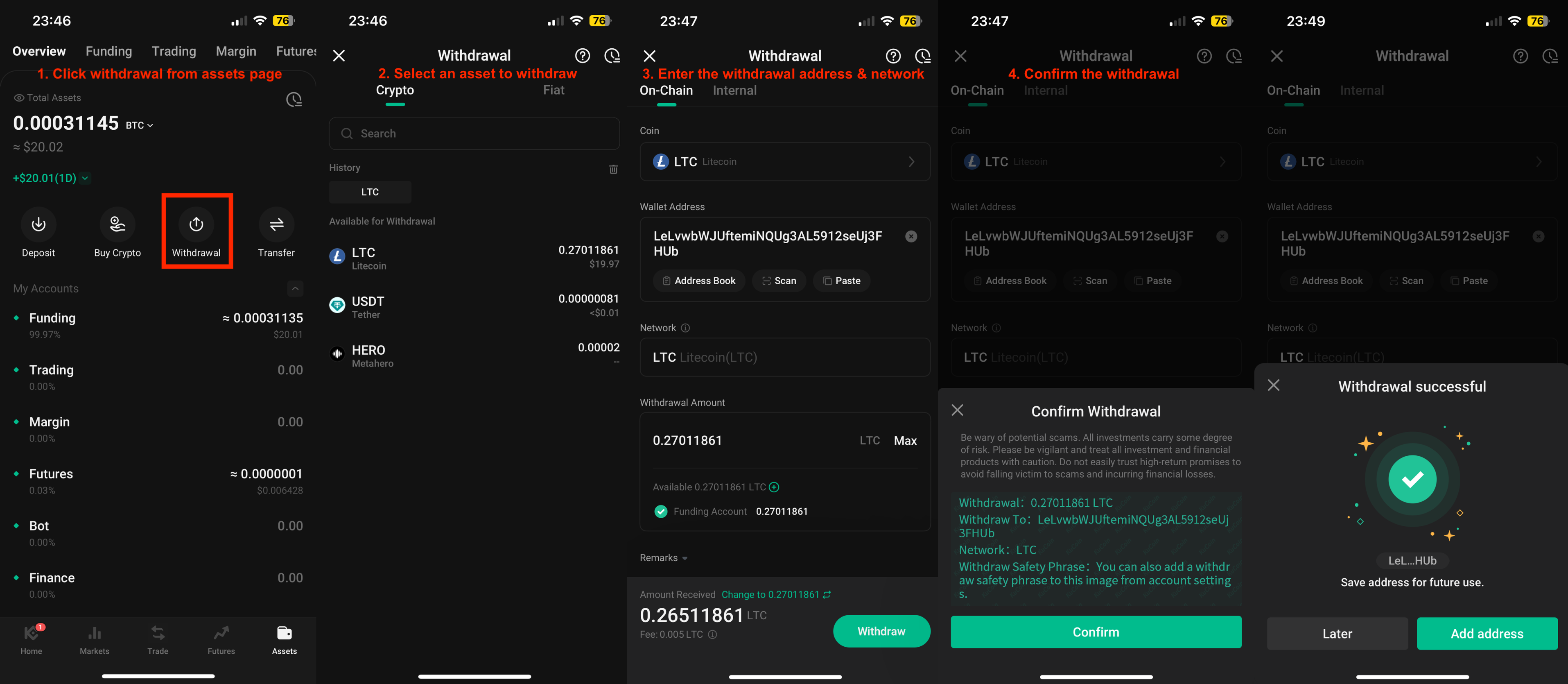 Processo di prelievo crypto