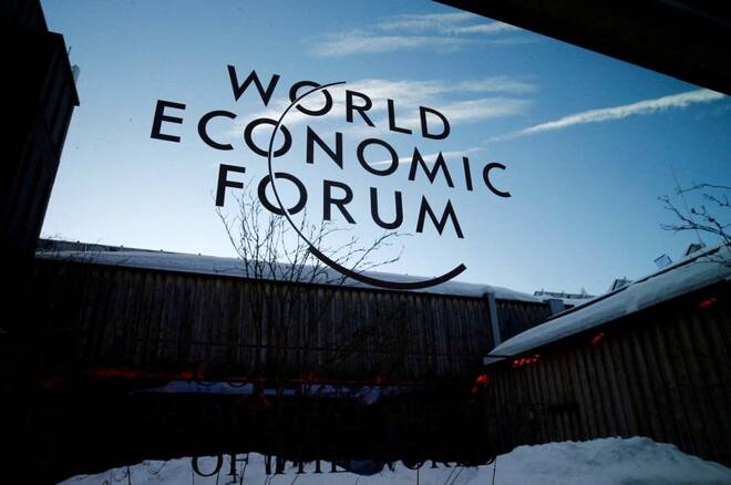 Il logo dell'edizione del 2020 del World Economic Forum di Davos, in Svizzera