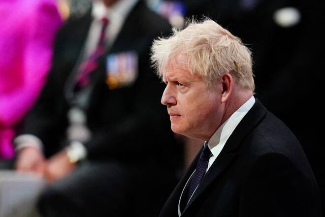 Il primo ministro britannico Boris Johnson durante le cerimonie per il Giubileo di Platino della Regina Elisabetta II a Londra