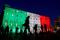 Palazzo Chigi illuminato con il tricolore a Roma