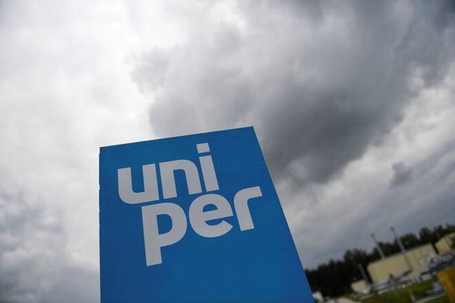 Il logo Uniper a Kraiburg am Inn, in Germania
