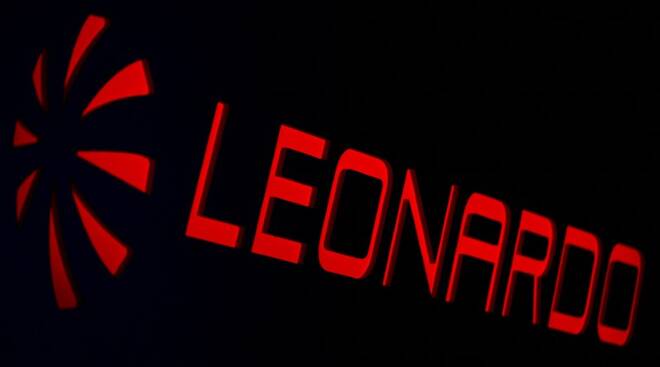 Logo Leonardo presso l'aeroporto di Torino Caselle