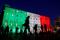 Palazzo Chigi illuminato con i colori della bandiera italiana