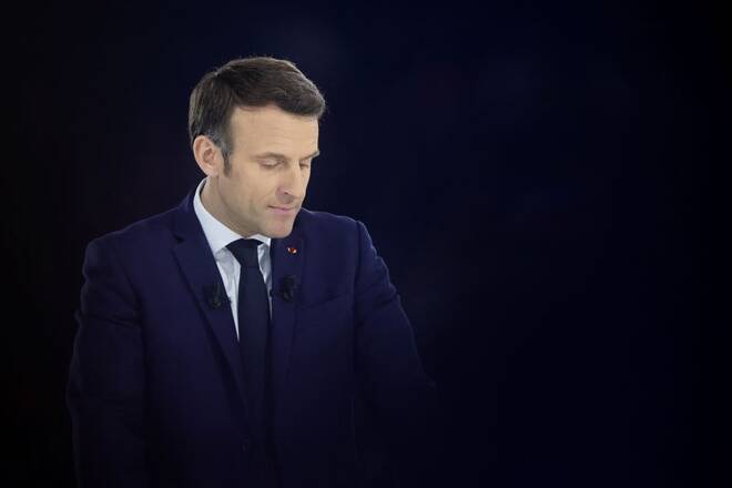 Il presidente francese Emmanuel Macron a Nanterre, in Francia