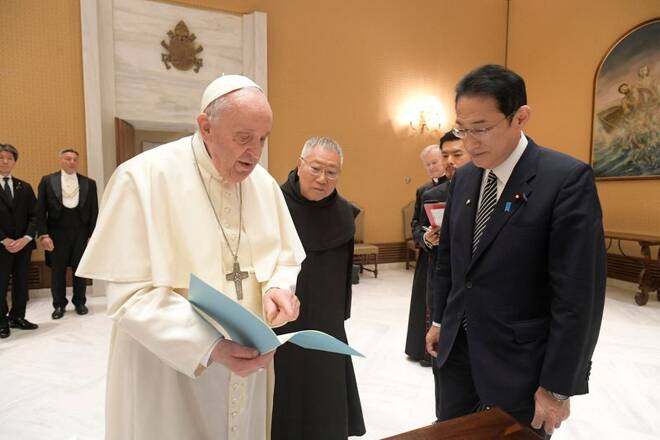 Pope Francis meets Japanese Prime Minister Fumio Kishida at the Vatican
