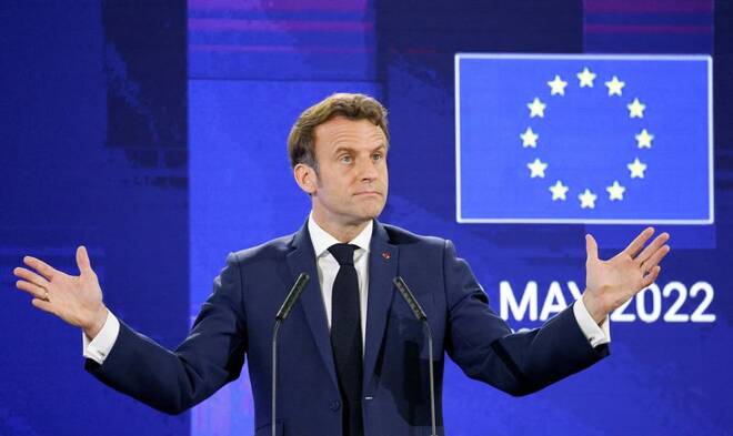 Il presidente francese Emmanuel Macron a Strasburgo