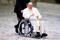 Papa Francesco in Vaticano su una sedia a rotelle
