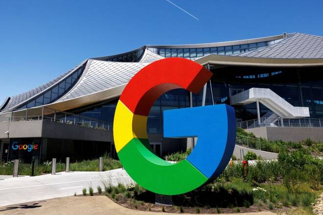 Il logo di Google a Mountain View, California