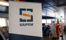 Il logo Saipem su una nave presso il porto di Genova