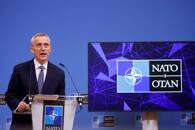 Il segretario generale della Nato Stoltenberg tiene una conferenza stampa prima della riunione dei ministri degli Esteri della Nato a Bruxelles.