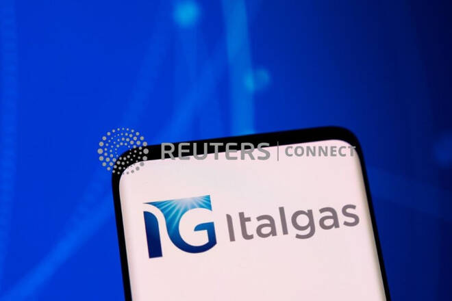 Logo Italgas su uno smartphone
