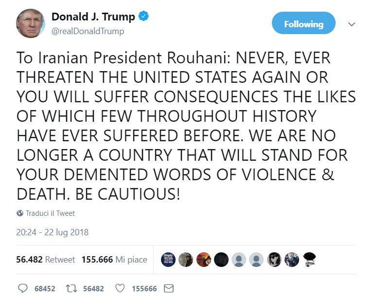 trump tweet iran