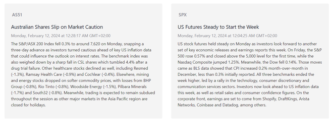 أداة ملف الأخبار في وسيط SquaredFinancial