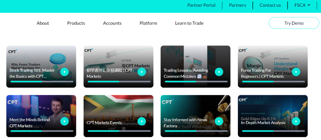 تقسيمات الفيديو وسيط CPT Markets