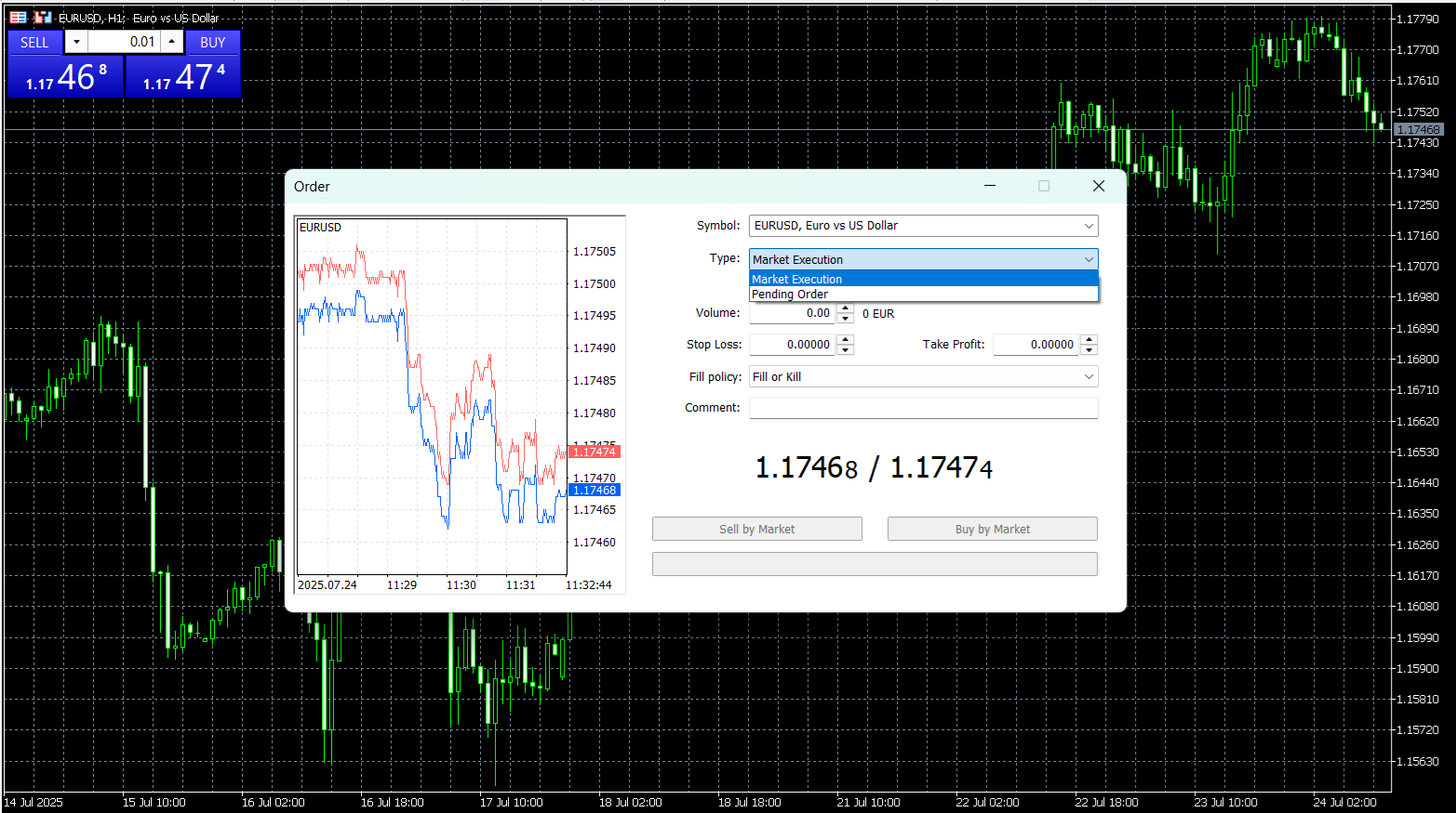 تنفيذ الأوامر في منصة MetaTrader 5