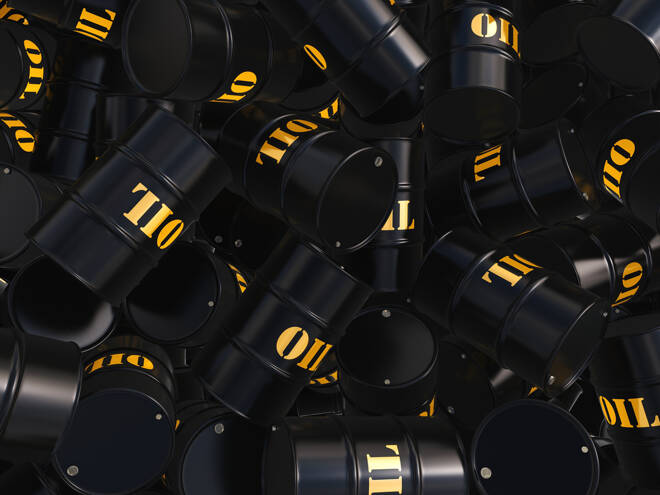 3D rendering Black oil barrels