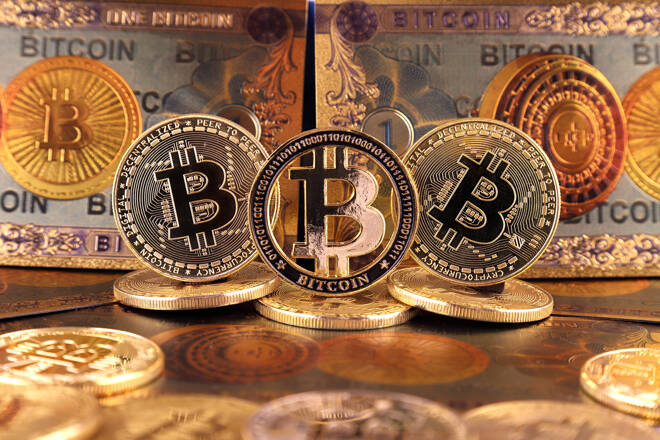 Bitcoins mit Münzen