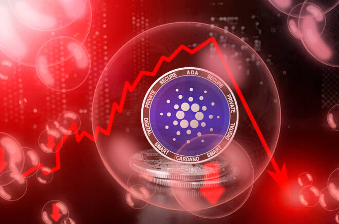 Cardano Coin mit fallendem Preis