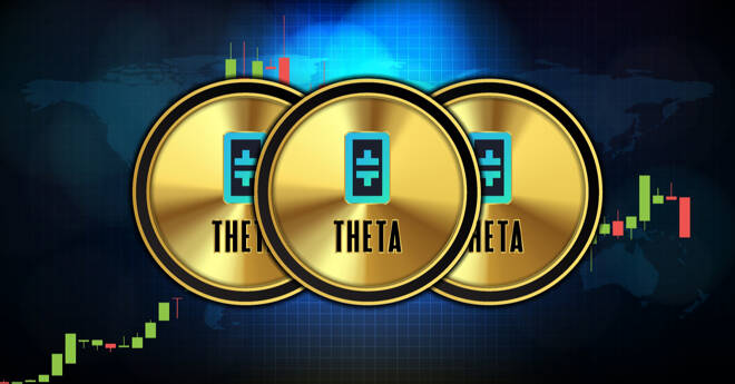 drei Theta Coins Graf im Hintergrund