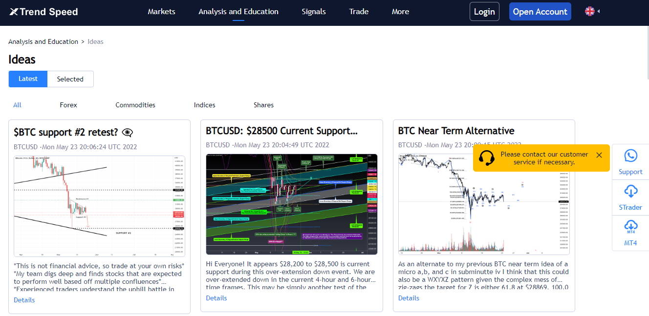 Trading-Ideen bei XTrend Speed