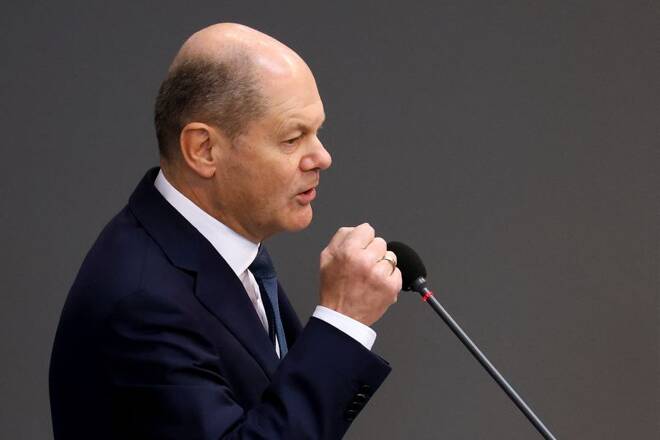 Bundeskanzler Olaf Scholz während einer Sitzung des Bundestages in Berlin, Deutschland, 29. März 2023.
