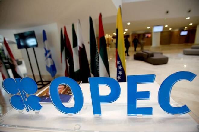 ARCHIV: Das OPEC-Logo vor einem informellen Treffen der Mitglieder der Organisation erdölexportierender Länder (OPEC) in Algier, Algerien