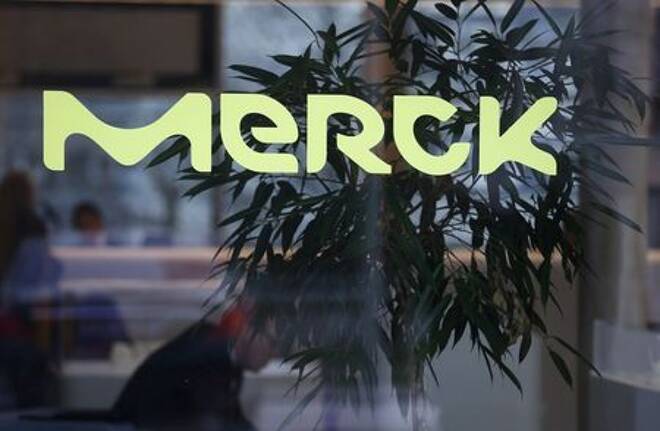 A logo of drugs and chemicals group Merck
