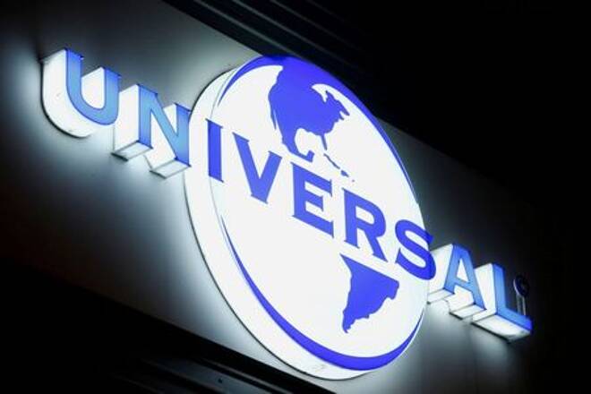Das Logo der Universal Music Group (UMG) an einem