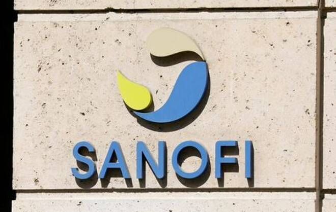 Das Logo von Sanofi am Hauptsitz des Unternehmens in