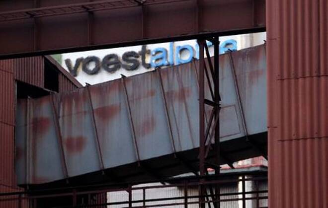 The logo of steelmaker Voestalpine is seen at the steel