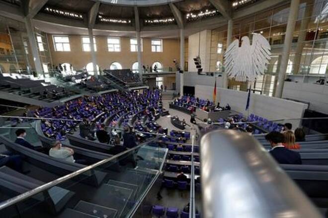 Interior view of the German Bundestag in Berlin
