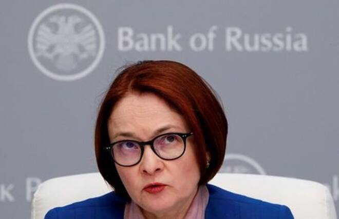 Elvira Nabiullina, Gouverneurin der russischen Zentralbank, spricht während einer