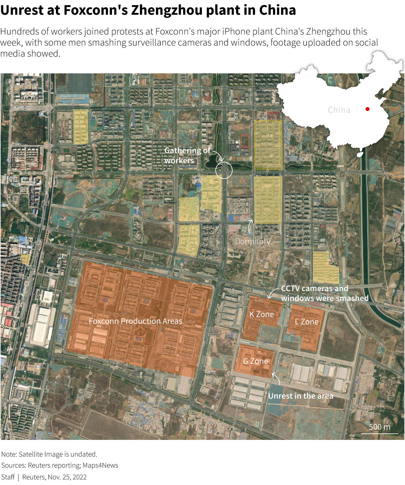 Unrest at Foxconn’s Zhengzhou plant in China –