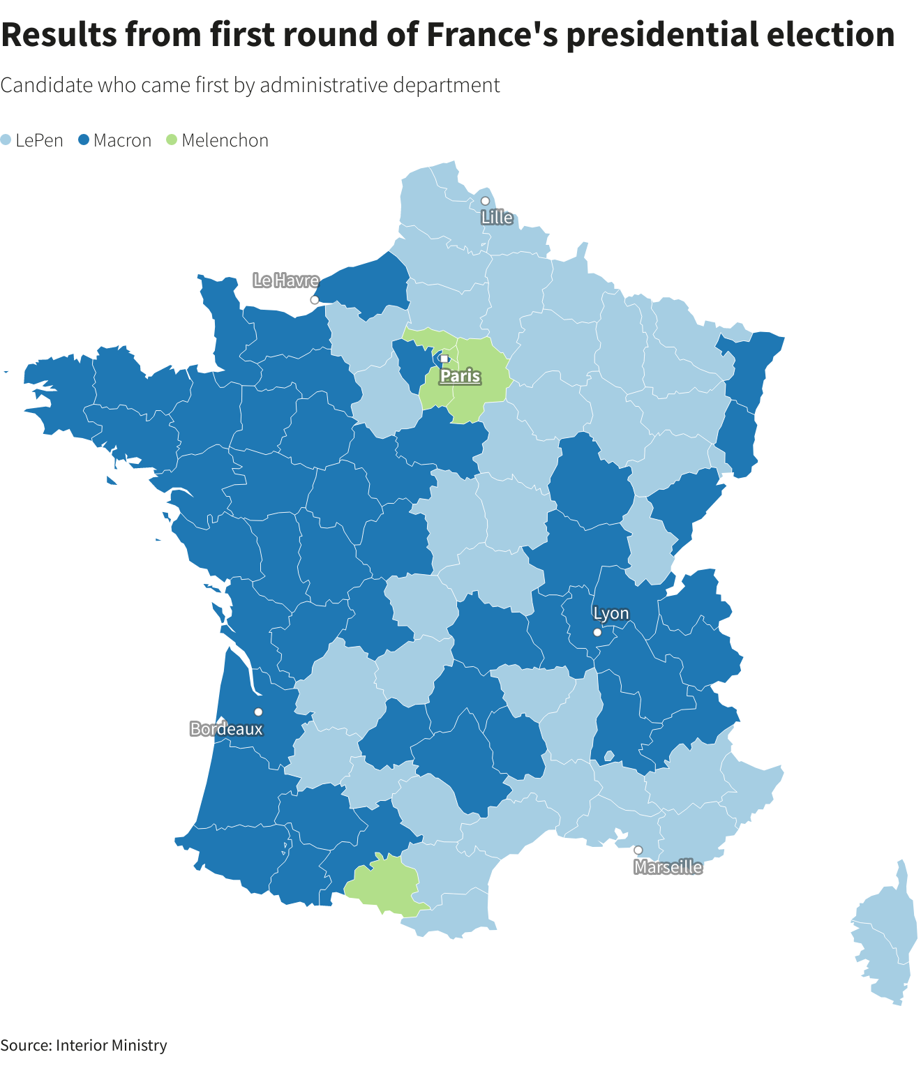 Results from first round of France’s presidential election –